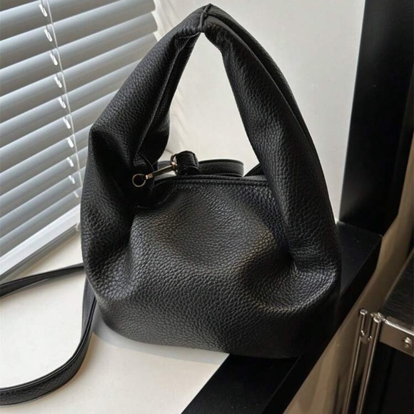 Handbags - Black Faux Leather Ruched/Pleated Purse | Shoulder + Crossbody Bag | NWT
